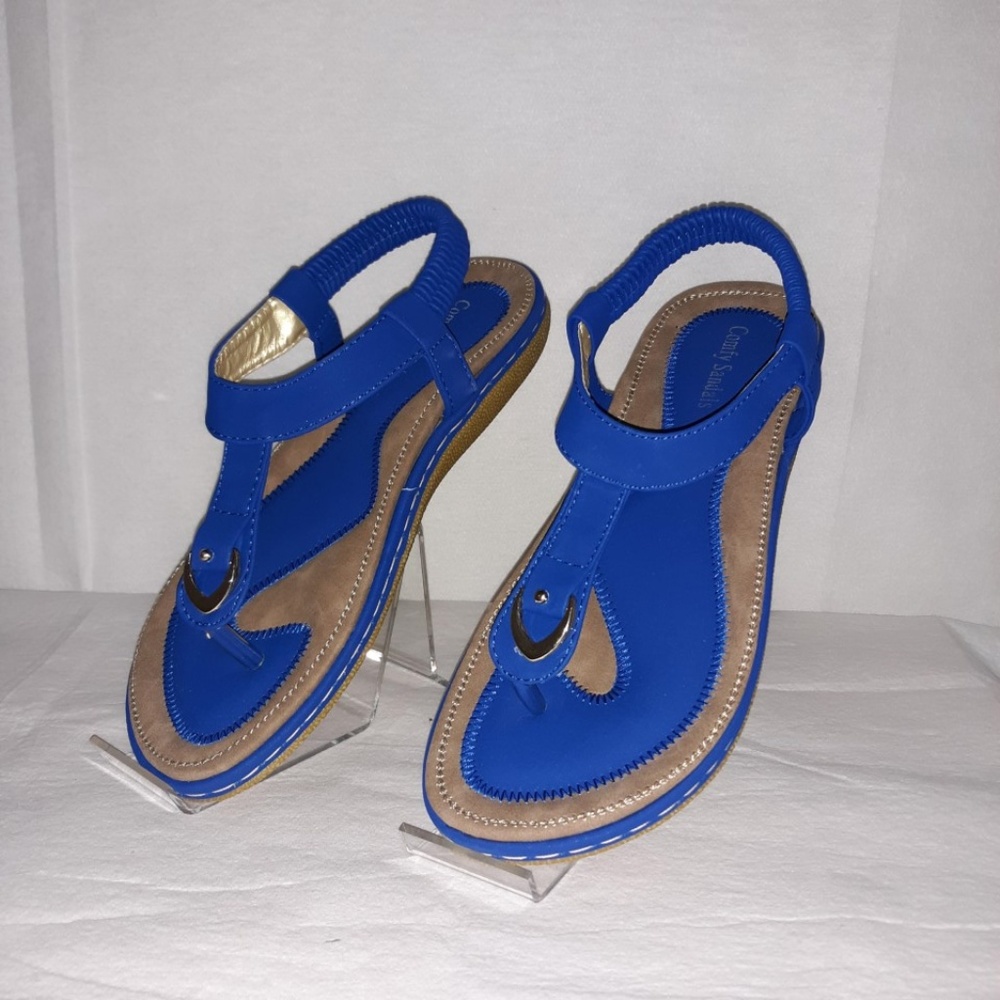 Women's Comfort Slip-On Sandals - Blue - Size: 7